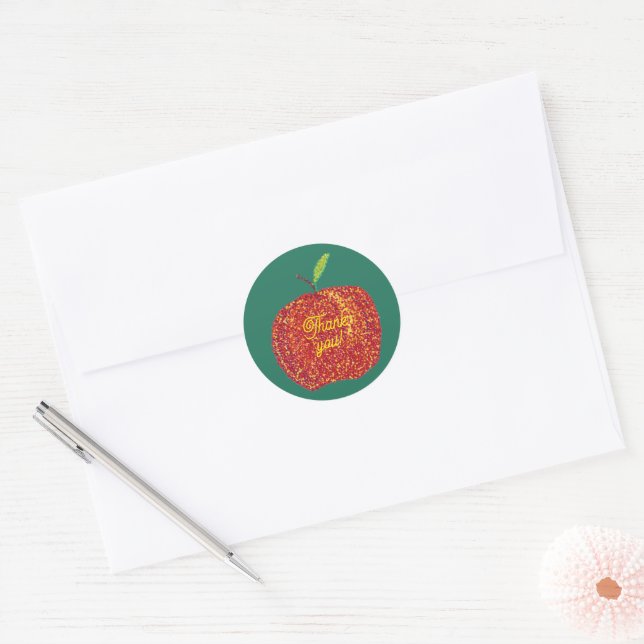 Obrigado em adesivos de maçã com pontilhismo (Envelope)