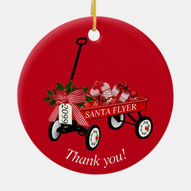 "Obrigado!" Enfeites de natal de Ano Vermelho (Traseira)
