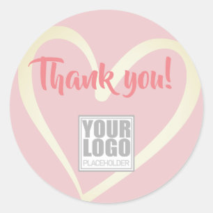 Obrigado Etiquetas Rosa claro Rosa Amor Logotipo C