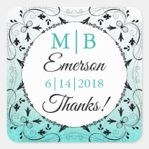 Obrigado etiquetas Wedding personalizadas cerceta