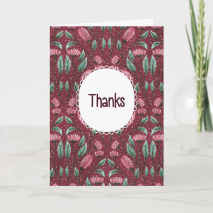 Obrigado floral com cartão de moldura de texto