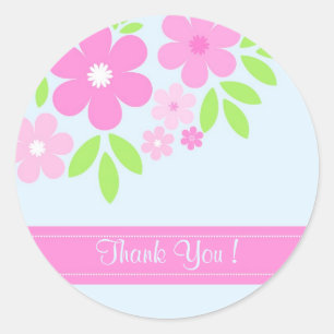 Obrigado floral cor-de-rosa você! - Etiqueta