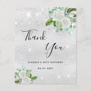 Obrigado floral de prata de aniversário do orçam