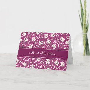 Obrigado floral fúcsia da irmã você cartão da dama