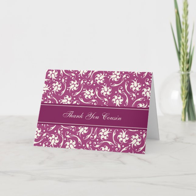 Obrigado floral fúcsia do primo você cartão da (Frente)