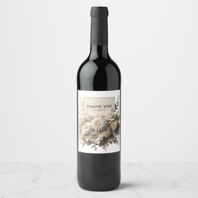 obrigado flores de papel buquê rótulos de vinho (Frente)