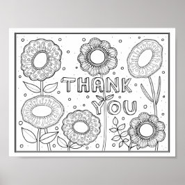 Obrigado Gem Flowers Coloring Page Poster