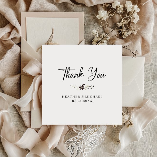 Obrigado Gratidão Elegante Praça de Casamento (Express heartfelt gratitude with this elegant thank you card, perfect for conveying appreciation.)