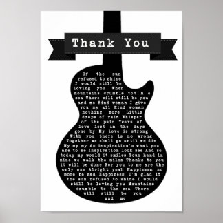 Obrigado Impressão de lírica da canção de guitarra