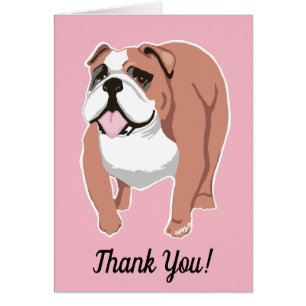Obrigado inglês do rosa do buldogue você cartão