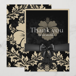 Obrigado laço preto, convite bege