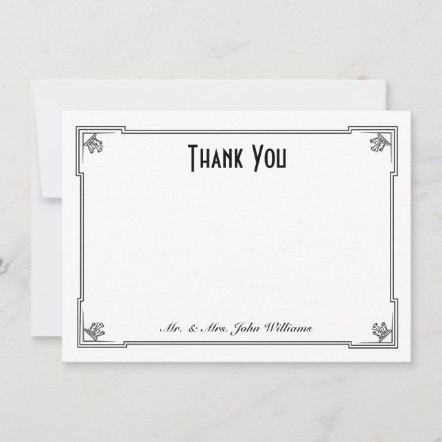 Obrigado liso do estilo do art deco você cartão de (Frente)