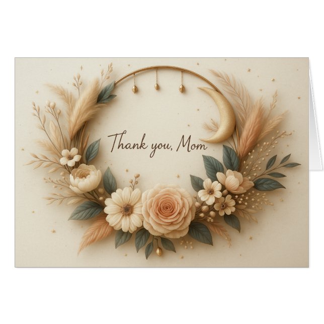 Obrigado, Mãe Cartão Personalizado com Verso Doce (Frente Horizontal)