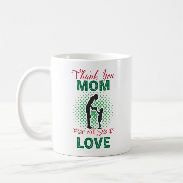 Obrigado, mãe por todo seu amor caneca de café (Esquerda)
