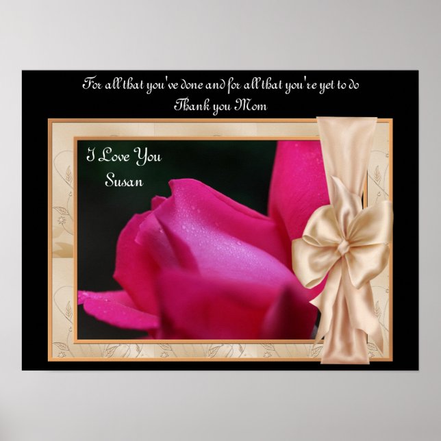 Obrigado Mãe Rosebud Personalizado Poster Impressã (Frente)