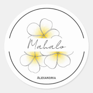 Obrigado Mahalo, seu adesivo de plumeria personali