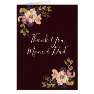 Obrigado Mamãe e Papai, Cartão Floral Borgonha