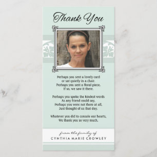 Obrigado Memorial Light Green & White Cartão com f