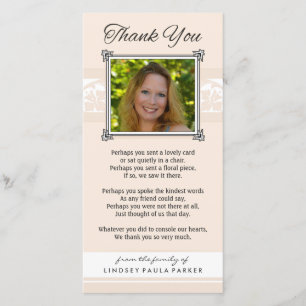 Obrigado Memorial Peach & White Cartão com fotos