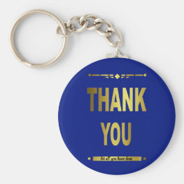 Obrigado Modern Blue Dourada Chaveiro