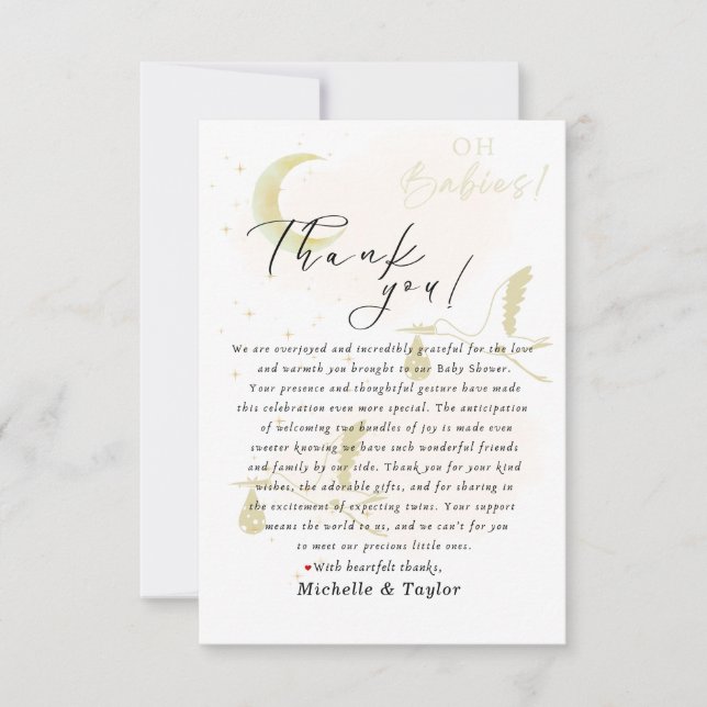 Obrigado Nota Cartão Oh Bebês! Tempestade de Gêmeo (Frente)