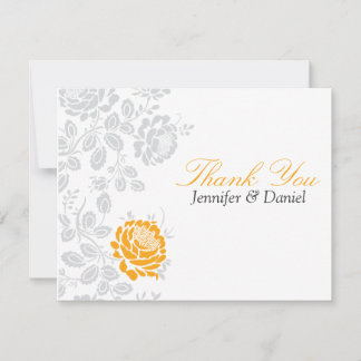 Obrigado Notas Laranja e Cinza Damask