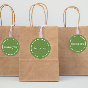 obrigado-o com um adesivo verde redondo clássico