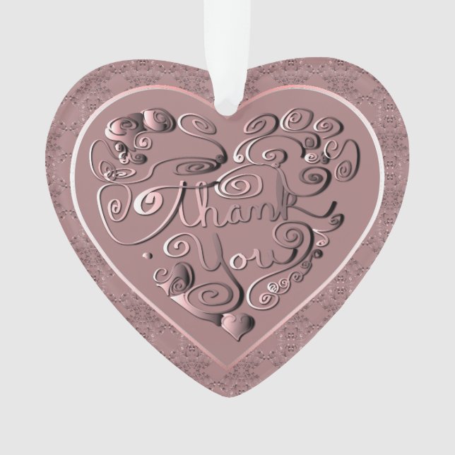 "Obrigado" Ornamento de Acrílico Rosa Po dusty (Frente)