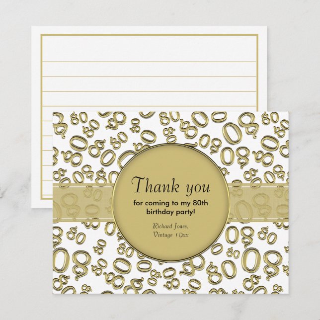 Obrigado: Padrão 80 White/Dourado do Número de Dia (Frente/Verso)