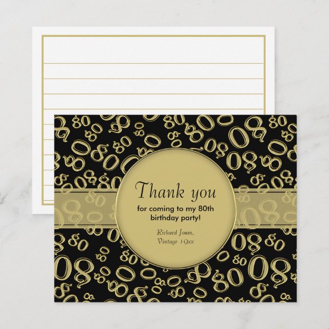 Obrigado: Padrão de Números de Dias Pretos/Dourado (Frente/Verso)