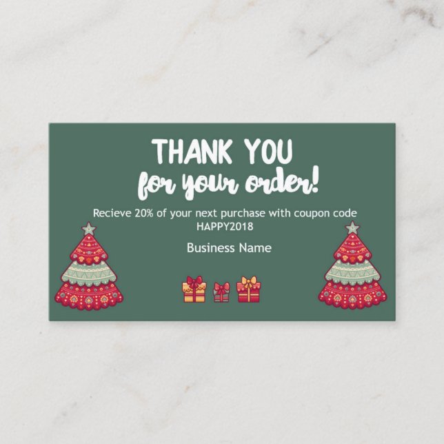 Obrigado para sua inserção de pacote da ordem (Frente)