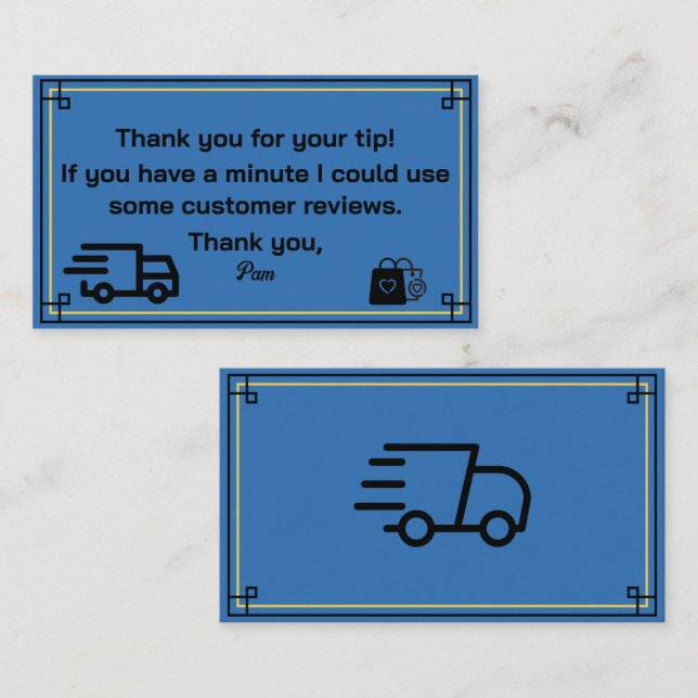 Obrigado pelo Cartão de visita de driver de entreg (Frente/Verso)