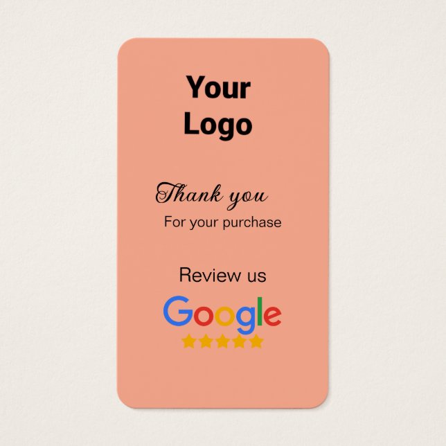 Obrigado pelo pedido Google review adicionar logot (Frente)