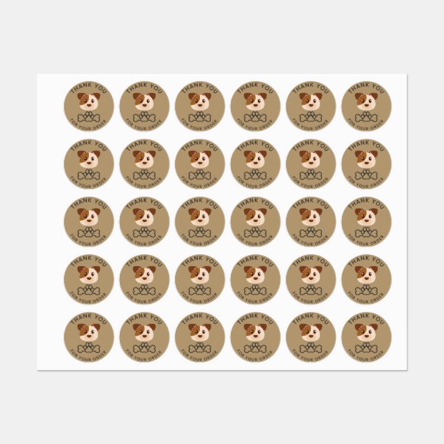 Obrigado pelo seu pedido, adesivo de cachorrinho. (Folha)