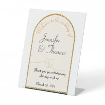 Obrigado por celebrar nosso casamento/borda dourad