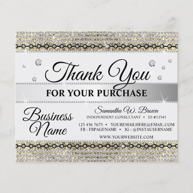 Obrigado Por Ordens Jewelry Glitter Dourada Diamon (Frente)