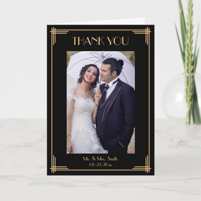 Obrigado preto do art deco você cartões do (Frente)