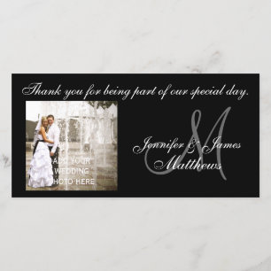 Obrigado preto e branco do casamento você cartões