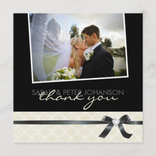 Obrigado preto e branco elegante você cartão com