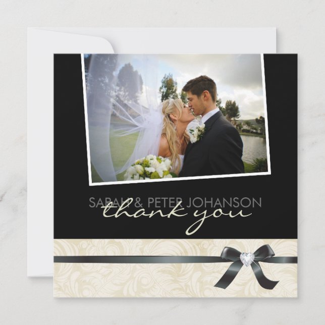 Obrigado preto e branco elegante você cartão com (Frente)