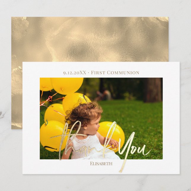 Obrigado Primeiro Cartão com fotos de Comunicação  (Frente/Verso)