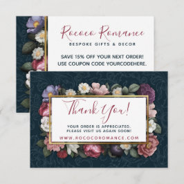 Obrigado Rococó Damasco & Floral Elegante Cartão