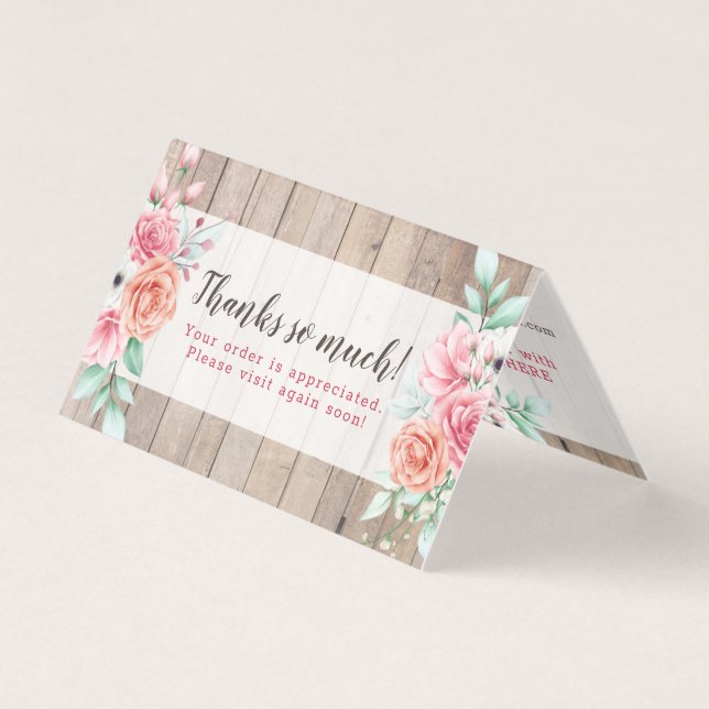 Obrigado, Russo Wood Country Farmhouse Rosa Card (Frente)