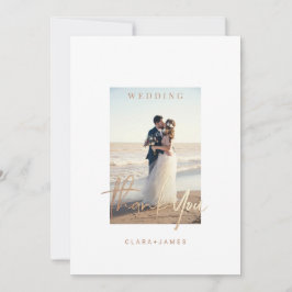 Obrigado Simple Script Wedding Beach Cartão com fo