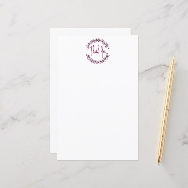 Obrigado Tipografia Chic Purple Wreath (Frente/Verso In Situ)