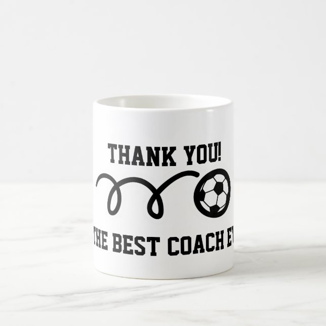 Obrigado treinador | caneca de café bola de futebo (Centro)
