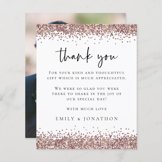 Obrigados Brancos de Casamento de Foto com Rosa de (Frente/Verso)