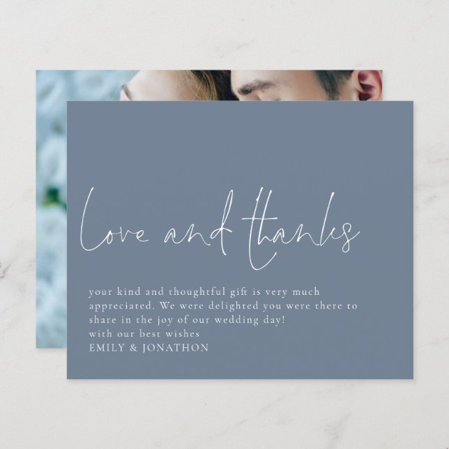 Obrigados De Amor Foto Casamento Obrigado Azul (Frente/Verso)