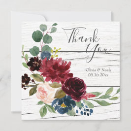 Obrigados de Aquarela Floral Elegante Russo Burgun