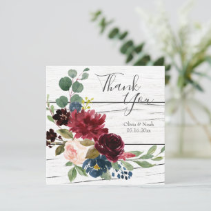 Obrigados de Aquarela Floral Elegante Russo Burgun